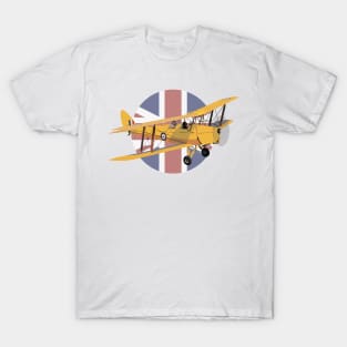 de Havilland DH.82 Tiger Moth British WW2 Airplane with British Flag T-Shirt